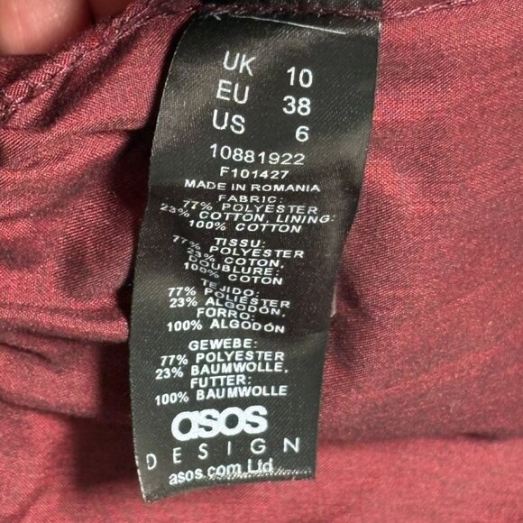 ASOS Design Short Blood Red Dark Romantic Deep V Wrap Dress Whimsygoth US Size 6 - Picture 9 of 10